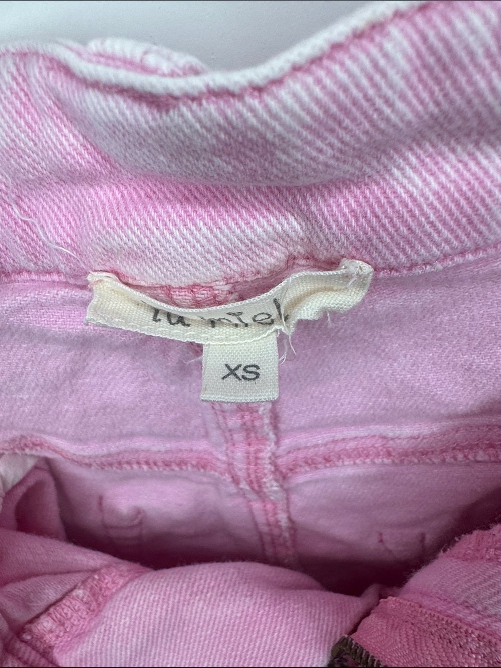 LA MIEL Pink Distressed Denim Shorts - Picture 2 of 3